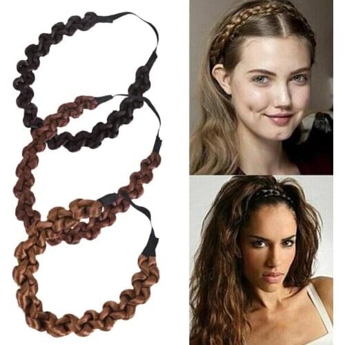 Twisted Braided Headband Braid Women Girls Fashion Twist Knot Headwear Wig Synthetic Hair Buckle Elastic Hairbands Accesories