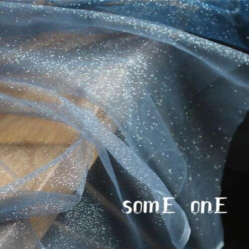 Sprinkling Gold Tulle Fabric Blue White Gradient DIY Stage Clothing Decor Skirt Wedding Dress Lace Designer Fabric 50*140cm