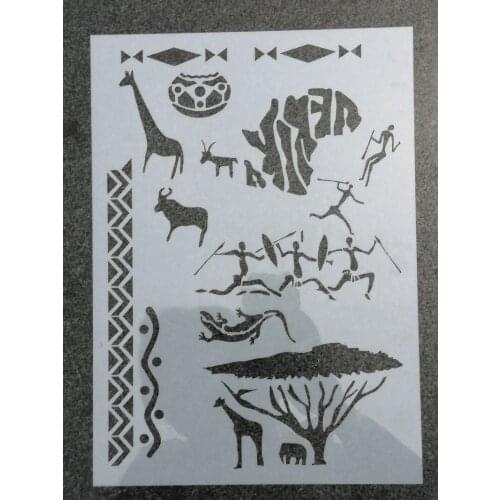 1pc Size A4 Ancient Hunting DIY Layering Stencils Wall Painting Scrapbook Coloring Embossing Album Decorative Template