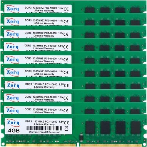 10PCS set DDR3 4GB 1333Mhz PC3-10600 DIMM Desktop PC RAM 240 Pins 1.5 NON ECC Wholesale Price RAM Desktop Memory