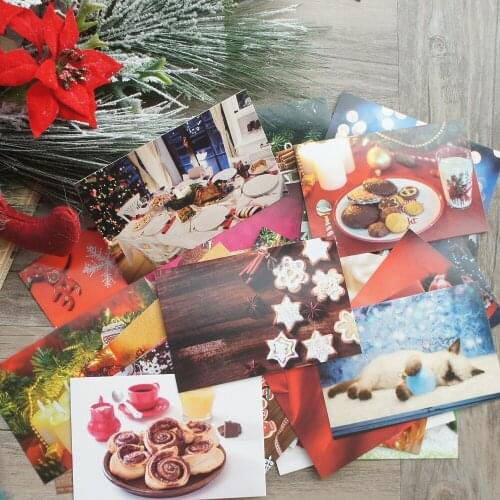 10pcs Warm Christmas Night Party Style Card As Scrapbooking Party Invitation DIY Decoration Gift Card Message Card Postcard