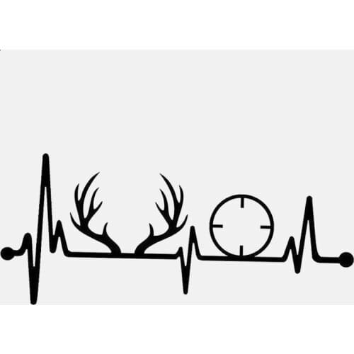 17.8CM*7.7CM Deer Rack Antlers Gun Heartbeat Vinyl Car Sticker Cute And Interesting Fashion Sticker Decals