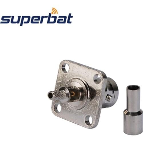 Superbat 5pcs BNC Crimp Jack 4 Hole Panel Flange Mount Connector for Cable RG174,RG178,RG316,LMR100