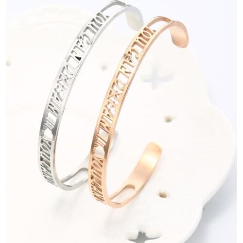 Stainless Steel Rose Gold Hollow Letters Bracelet YOU CAN DREAM IT YOU CAN DO Simple Bangle Women Jewelry Hot Wholesale 5PCS