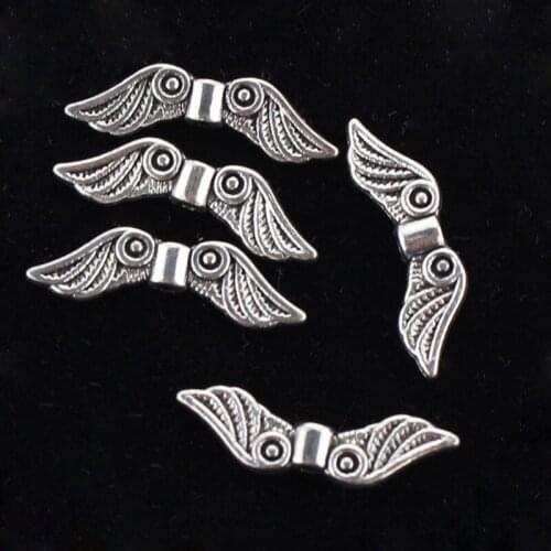 50 Pcs Angel Wing Spacer Metal Charm Beads for DIY Bracelets Necklace Jewellery Making