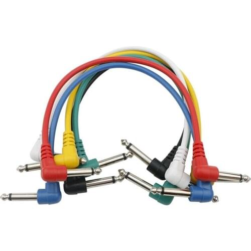 6 Inch TS 1/4" Right Angle Plugs Guitar Cables Patch Colored Cord 6Pcs Set