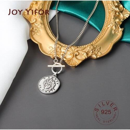 925 sterling silver Chain Necklace Simple people picture Silver Plated Necklace Korean Style Woman Boho Necklace Ladies Jewelry