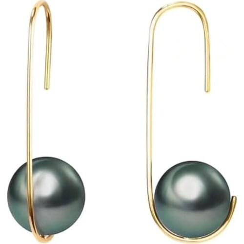 >>>>noble jewelry 18K 9-10 MM natural tahitian SouthSea akoya Pearls earrings
