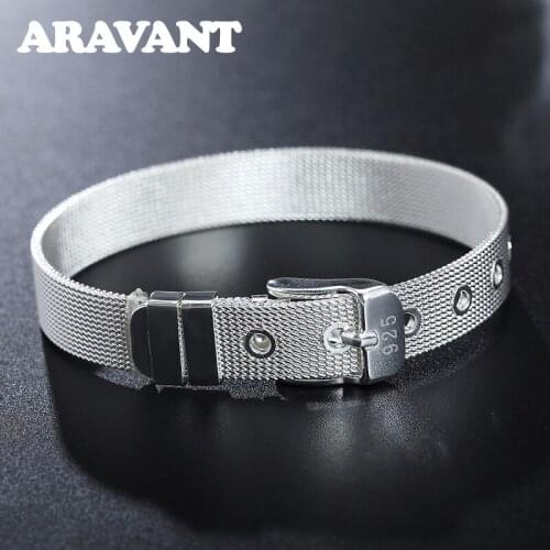 925 Silver 10MM Watch Chain Bracelet For Women Men Fashion Jewelry Accessories