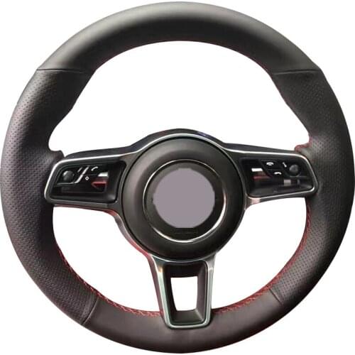 Black Synthetic Leather Car Steering Wheel Cover for Porsche Macan Cayenne 2015 2016