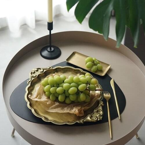 CuteLife INS Round Gold Silver Metal Vintage Tray Breakfast Cake Food Table Decorative Tray Cutlery Meal Perfume Jewellery Tray