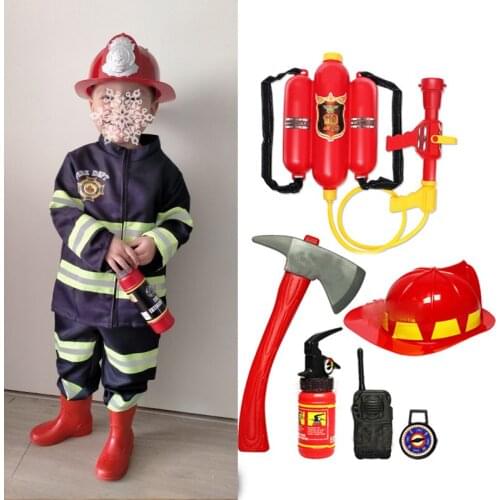 Kids Halloween Cosplay Costumes Firefighter Uniform Carnival Party Children Sam Fireman Role Clothing Suit Boys Girl Performance