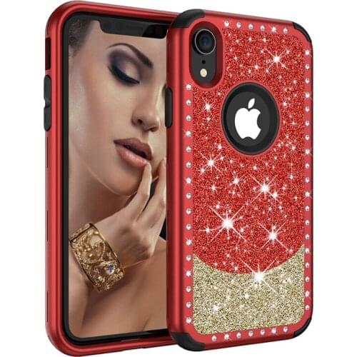 For iPhone 5s 5c se 8 7 6 Plus X XS MAX XR Plating Luxury Glitter Gradien Diamond 360 Degree 3-Layers Full Body Shockproof Armor