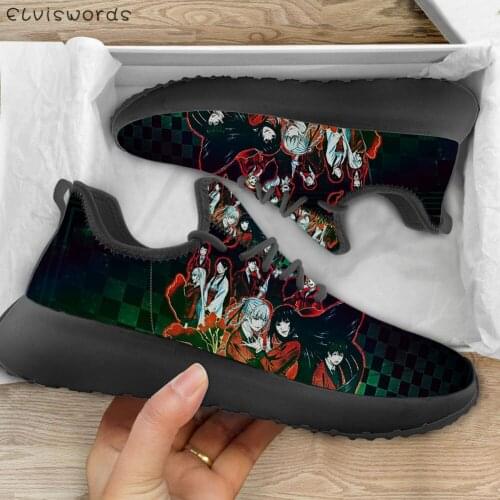 ELVISWORDS Anime Kakegurui Design Comfort Ladies Mesh Knit Sneakers Damping Womens Breathable Walking Shoes Light zapatos mujer