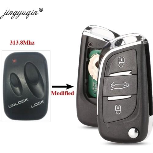 Jingyuqin 313.8Mhz 2 Buttons Modified Remote Car Key Fob For SsangYong Full Complete Control Key