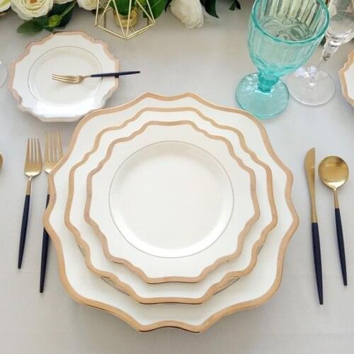 Multi Size Nordic Phnom Penh White Sun Flower Ceramic Plate Restaurant Wedding Household Bone China Western Steak Salad Dish