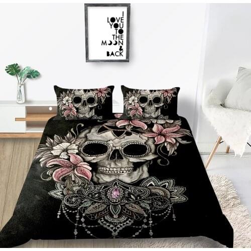 3d Sugar Skull Bedding Sets King Size Bed Linen Set Queen Full Comforter Quilt Cover Set with Pillowcase Bedroom Decor