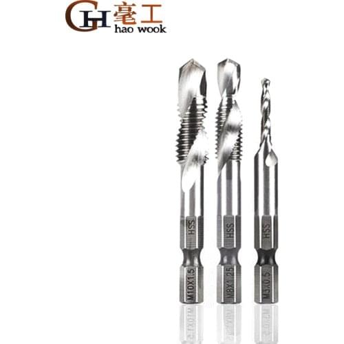 M3-M10 HSS 4341 Composite Tap Drill Bit Thread Spiral Screw Tap 6.35mm 1/4'' Hex