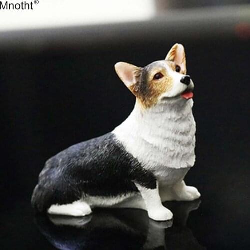 Mnotht 1/6 Welsh Corgi Simulation Corgi Dog Model Scene Accessory for Automobile Ornament Action Figure Gift Toy Collection m5n