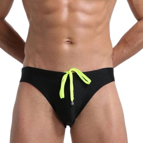 Fashion Solid Color Mens Lace-up Swimming Trunks Briefs Quick-drying Beach Sports Briefs Multicolor Swimwear Summer Beach Thong