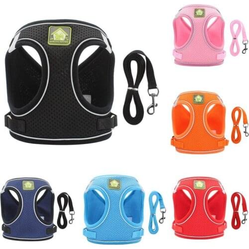 Nylon Pet Dog Harness No Pull Adjustable Dog Leashes Breathable Classic Run Leash Strap Belts Anti-Breakaway With Traction Chest