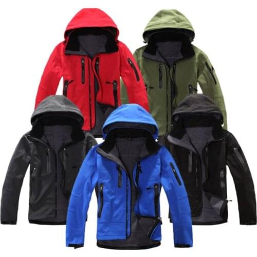 New waterproof soft-shell jacket mens windbreaker breathable Plush thermal raincoat outdoor camping fishing hunting jacket