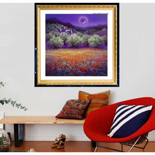 2015 New Diy Diamond Painting Cross Stitch Resin Square Drill Moon Landscape Oil Painting Diamonds Embroidery Free Shipping