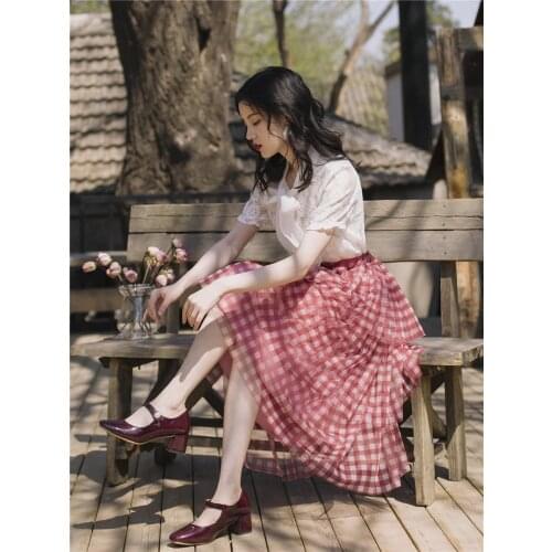 2019 new fashion womens two piece set Summer dress white shirt + fluffy cake skirt French two-piece suit