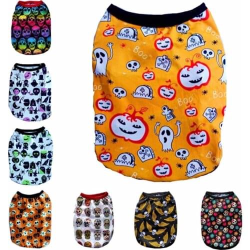 2021 New Halloween Fashion Pet Cat Dog Clothes Orange Pumpkin Halloween Hot Sale Pet T-Shirt Clothing Small Pet XXS Clothes
