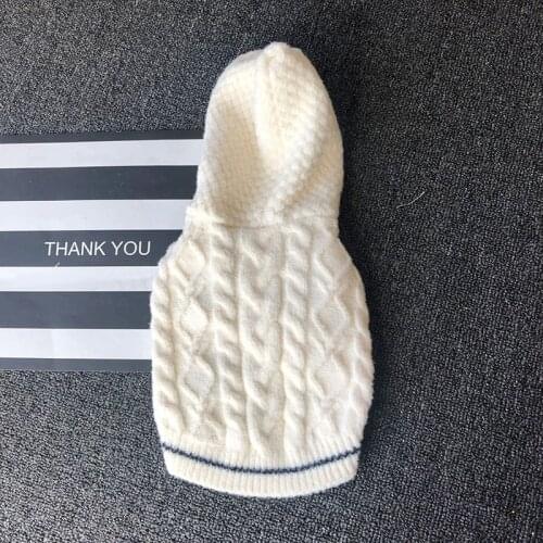 2021 New Pet Clothes Dog Sweater for Small Dogs Cute White Hooded Dog Sweaters Winter French Bulldog Costume Pets Clothing