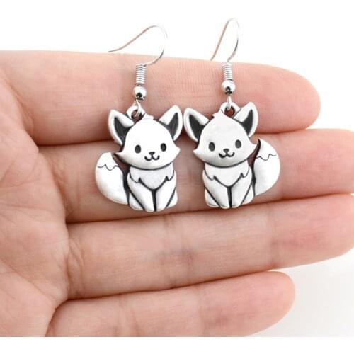 New Fashion Silver Color Fox Drop Earring Boho Cute Animals Brincos Lover Gifts Jewelry Dangle Earrings For Women Pendientes