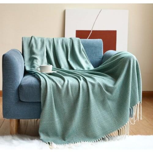 Pure Color Modern Summer Sofa Blanket Air Conditioning Room Quilt Geometric Diamond Woven Blanket Sheet Sofa Towel Tablecloth