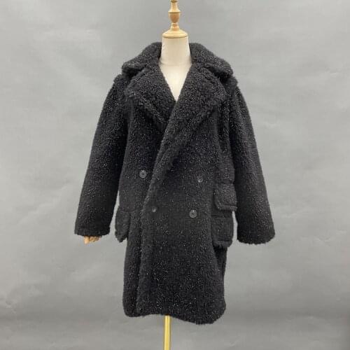 Real Lamb Fur Sheep Shearling Coat Wholesale New Design Oversize Wool Teddy Bear Fur Coat Women