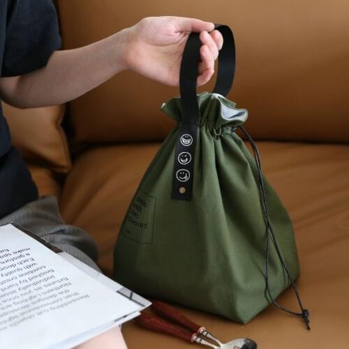 Portable Solid Color Lunch Bag Simple Thermal Insulated Tote Cooler Bento Pouch Container School Food Storage Bags