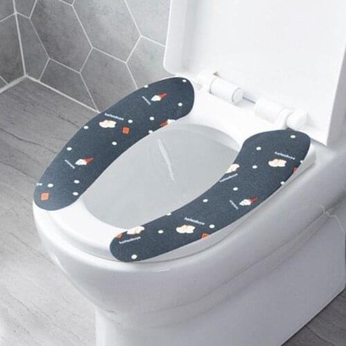 Portable 1 Pair Warm Soft Non-woven Fabrics Toilet Seat Cover Home Decoration Toilet Lid Pad Bathroom Closestool Seat Cover