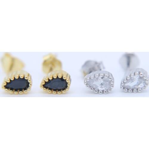 Earrings Brinco 3*5mm Tiny Small Tear Drop Water Cubic Zirconia Cz Bling Sparling Studs women Silver 925 Sterling Kids Earrings