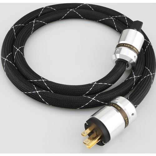 HIFI Power Cord with 3-Prong US Version Gold Plated Plugs, 12AWG Audiophile Power Cable 125V 15A, Braided Sleeves Power Line