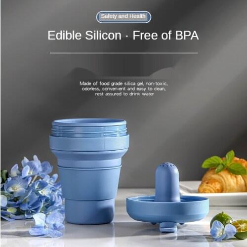 Collapsible Portable Eco Friendly Cup Water Bottles Silicone Folding Tea Coffee Cup with Lid Tea Infuser Outdoor Travel Tour Mug