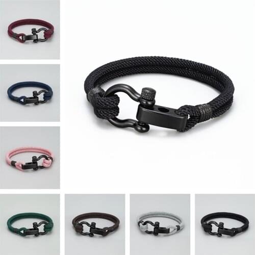Rescue Action Stainless Steel D-shaped Clasp Bracelet Adjustable Milan Rope Survival Bracelet Men and Women Outdoor Jewelry