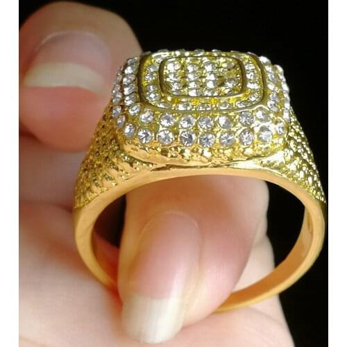 Cross-border sell like hot cakes Fashion Mens Ring Gold-plated diamond ring Hipster finger closed ring