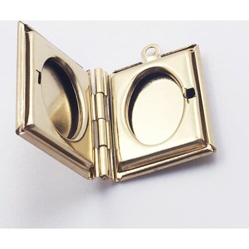 30pcs/Lot Stainless Steel Mirror Polish Book Shaped Photo Frame Locket Pendant Charms Can Open for DIY Necklace Jewelry Finding