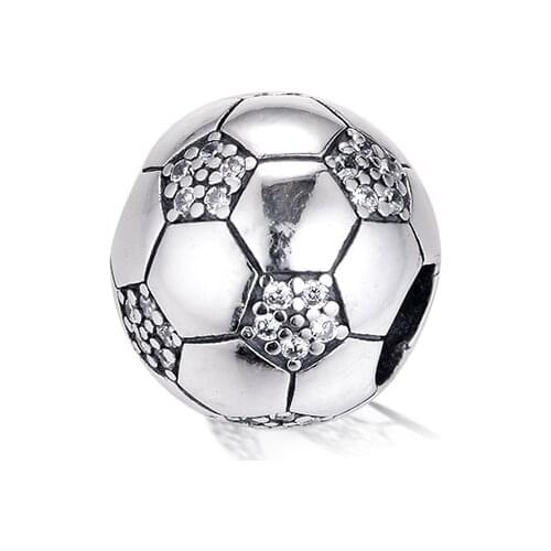 2020 Spring Sparkling Football Charm Fits Sterling Silver Jewelry Charms Bracelets For Woman Silver Beads For Jewelry Making