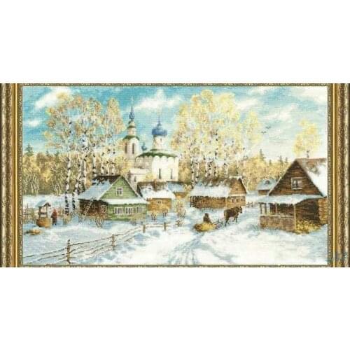 Gold Collection Lovely Nostalgia Counted Cross Stitch Kit Country Winter Snow Coming Home Holiday Christmas