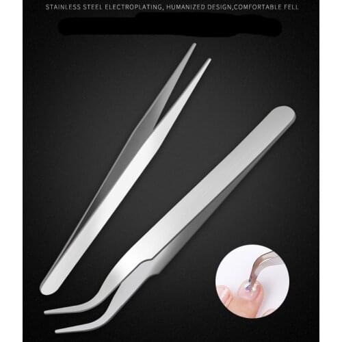 1 Pc Anti-Static Bending Straight Tip Tweezers Precision Welding Electronic ESD tweezers for Nail Art