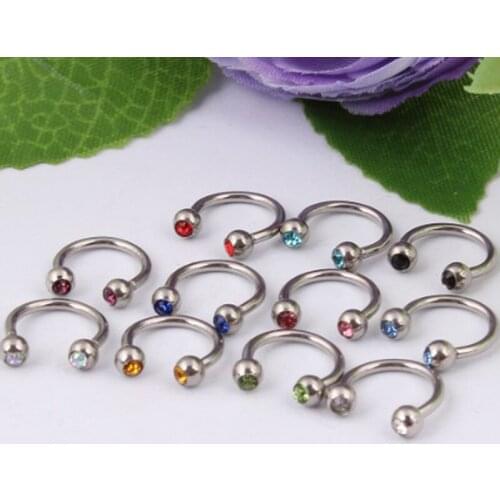 1 Piece Silver 316L Stainless Steel Crystal Ball 16Gx8x3mm Circular Barbell Nostril Nose Ring Nipple Rings Body Piercing Jewelry