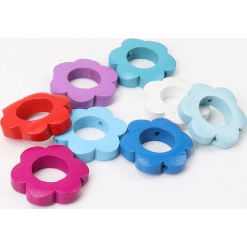 Mixed Garland Pattern Wooden Spacer Beads For Jewelry making DIY 26mm 10pcs