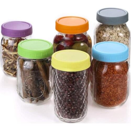 10PCS Colored Plastic Mason Jar Lids Recyclable Storage Caps With Silicone Sealing Rings Wide Mouth Mason Canning Jars