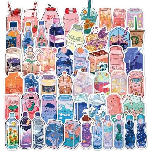 10/30/50pcs Ins Drink Bottle Stickers for Laptop Fridge Skateboard Luggage Bike Bumper Water Bottle Decals Waterproof Stickers