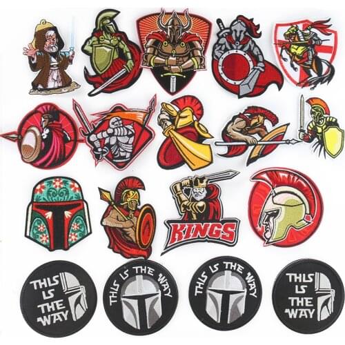 2PCS Sparta Helmet Embroidery Patch Gladiator Spartan Roman Soldier Warrior Military Tactical Badge Iron on Patches for Clothes