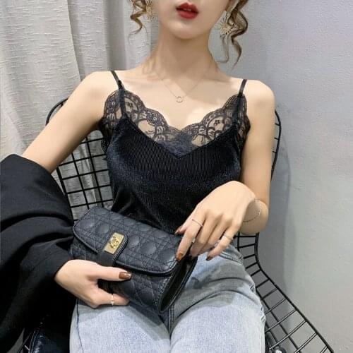 2021 Fashion Sexy Sleeveless Shirt Womens Basic Camisole Halter Tank Top Summer Lace V Neck Tops For Women